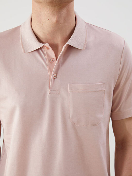 Polo Yaka K?sa Kollu Merserize G?r?n?ml? Erkek Ti??rt