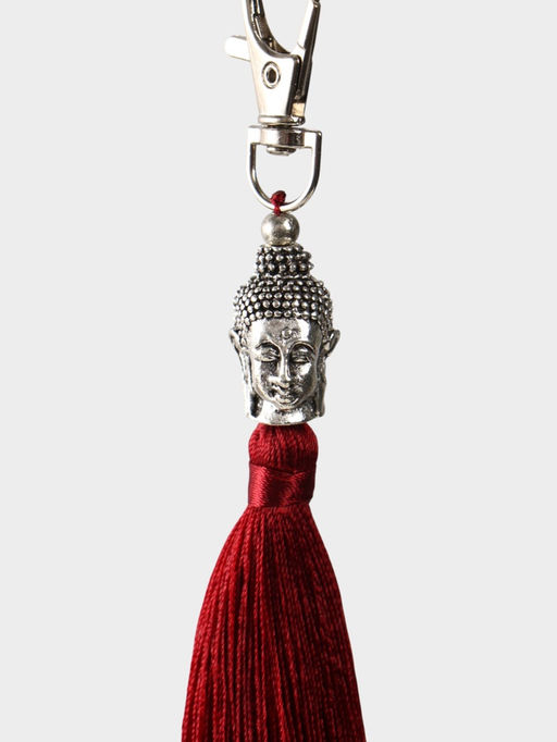 Брелок-кисточка «Будда», 17 см, бордовый, серебристый