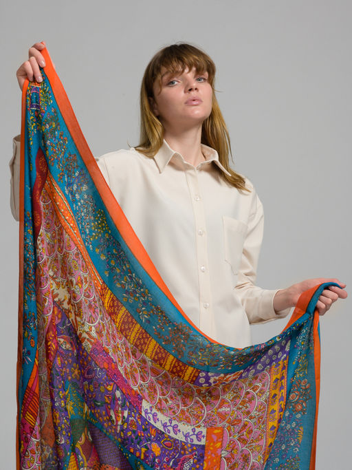 Большой,яркий платок из тонкой шерсти - Tantino фото 3