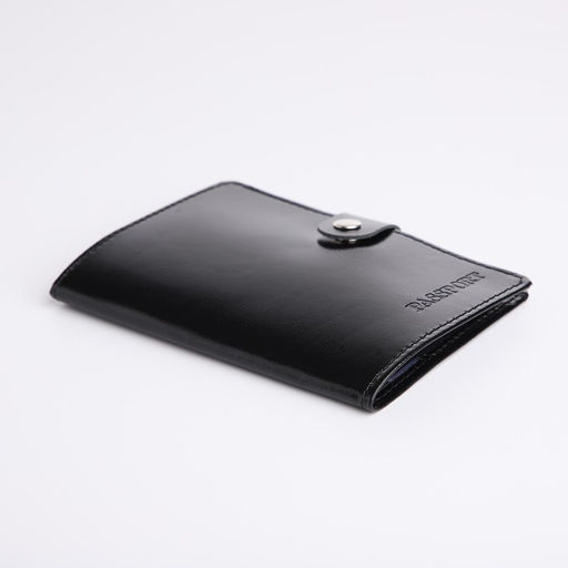 Обложка для паспорта на кнопке, чёрная