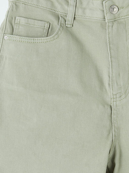 Y?ksek Bel Bermuda Fit Kad?n Jean ?ort