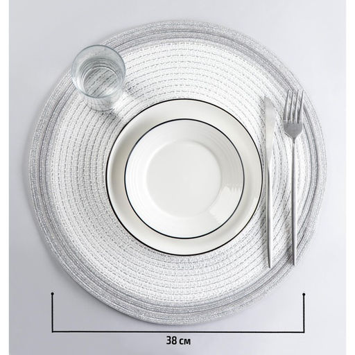 Цена за 10 шт. Салфетка сервировочная на стол Доляна Лана, d=38 см, цвет белый  фото 2