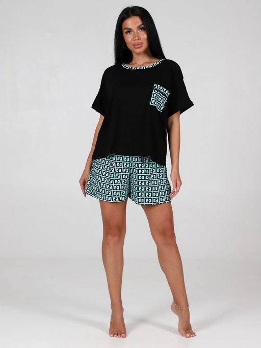 3122 ЖЕНСКАЯ ПИЖАМА (шорты) (Ментол) - А-дина фото 2