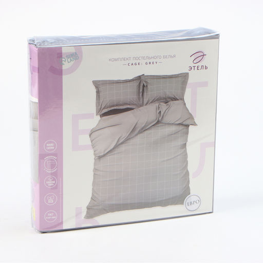 Постельное бельё Этель евро Cage: grey, 200х215 см, 215х240 см, 50х70+3 см-2 шт, мако-сатин, 114г/м2  фото 6
