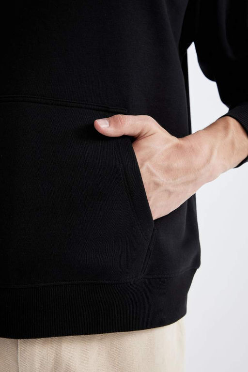 Базовый свитшот оверсайз из плотной ткани с капюшоном - Defacto фото 5