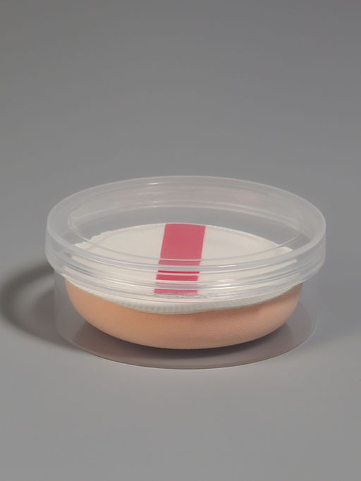 Спонж для макияжа, с держателем, d=5 см, в футляре, круглый, бежевый