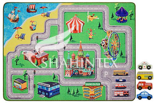 Коврик детский игровой SHAHINTEX ГОРОДОК 100*133 (с машинками в комплекте)