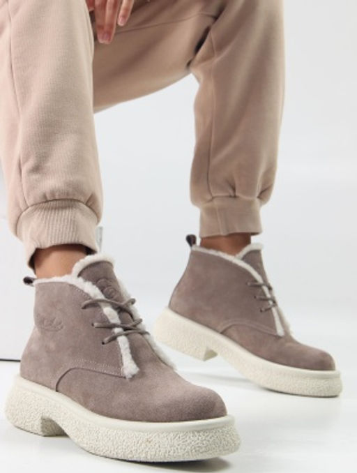 Ботинки 308.агатаw. капучино замша / Шерсть