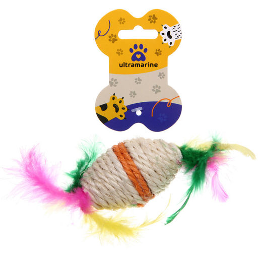 Цена за 6 шт. Игрушка для кошек "ИГРУЛИК", с перышками, 15см (блистер)