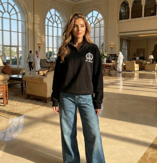 K13392 Толстовка с вышивкой ЧЕРНЫЙ