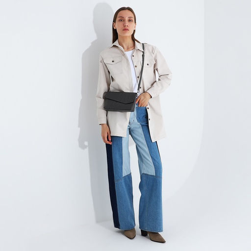 Сумка-клатч на магните, длинный ремень, цвет серый - Simaland фото 8