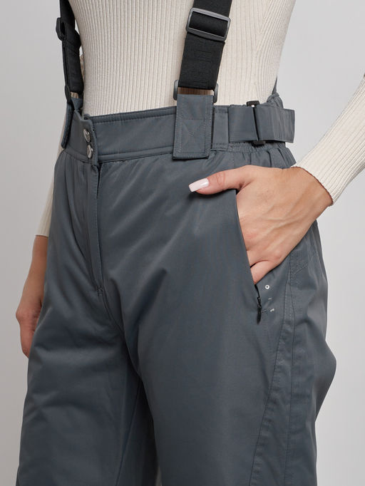 Полукомбинезон утепленный женский зимний горнолыжный серого цвета 7607Sr - Colannia фото 5