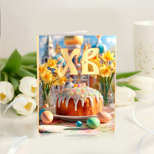 цена за 2 шт Мини-открытка с шоколадом ХВ (кулич и нарциссы) - 8 чудо фото 2