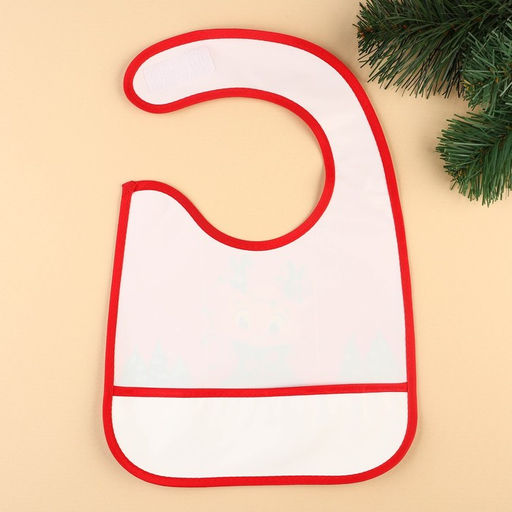 Нагрудник для кормления новогодний Крошка Я Любимый подарочек, непромокаемый на липучке, с карманом  фото 3