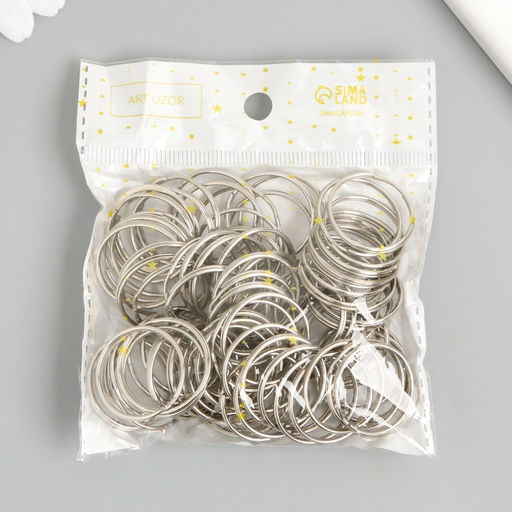 Цена за 2 шт. Основа для брелока кольцо металл серебро набор 80 шт 2,5х2,5 см