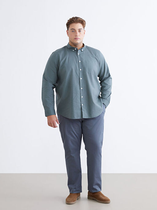 B?y?k Beden Regular Fit Uzun Kollu Erkek G?mlek