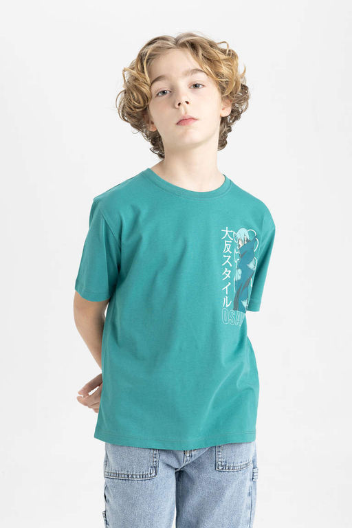 Футболка с короткими рукавами и круглым вырезом для мальчиков с принтом - Defacto фото 3