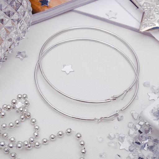 Серьги кольца Классика d=7 см, цвет серебро - Queen fair фото 3