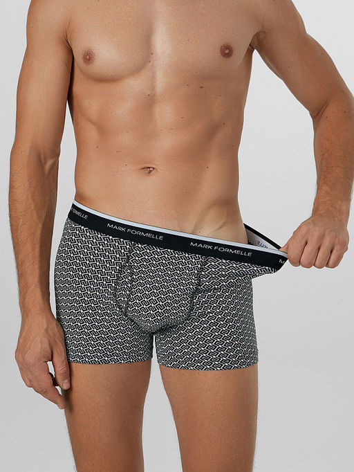 Цена за 2 штуки! Трусы боксеры мужские черные с узором - Mark formelle фото 4