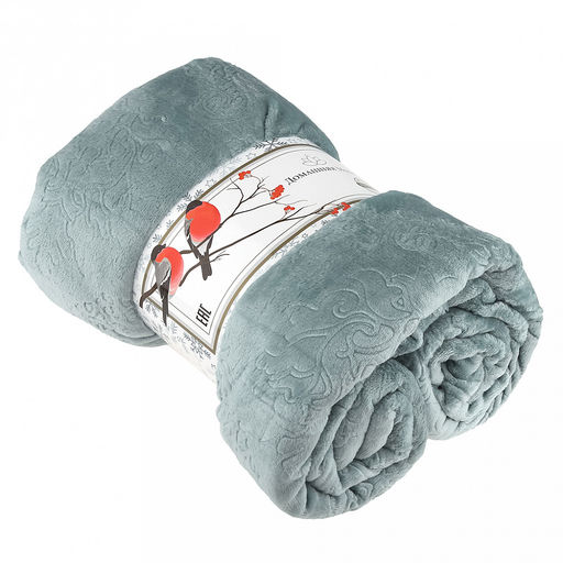 Плед/покрывало 180х200см "Вензель", велсофт "Parma" гладкокрашенный, полиэстер 100%, плотность 270г/м2, упаковка: 18х33см пояс бумажный, "Домашняя мода" (Россия)