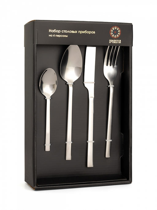 Набор столовых приборов 16 шт. серебро нержавеющая сталь - Lucky фото 2