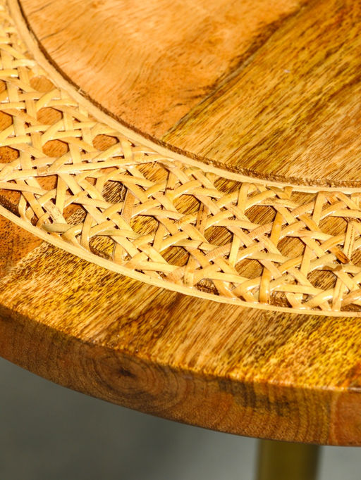 Столик кофейный, 35×35×55 см, манговое дерево, алюминий, коричневый