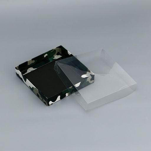 Цена за 5 шт. Коробка сборная с PVC крышкой, «23 Февраля», 16×16×3 см