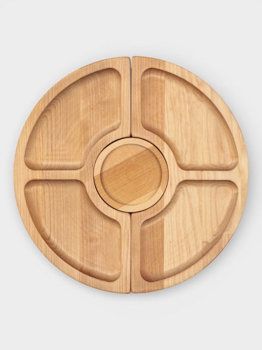 Подарочный набор посуды Adelica С любовью, столик для вина d=32 см, менажница d=25 см, подсвечник d=8 см, дерево берёза