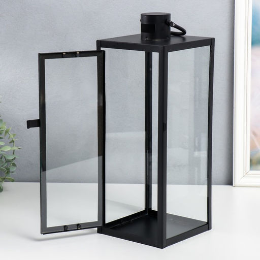 Набор подсвечников на 1 свечу «Фонарь - минимализм», 3 шт. чёрный, 18×18×50 см; 14×14×39 см; 10×10×25 см