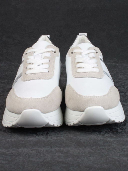 05-PDE40-2 WHITE/BEIGE Кроссовки женские (натуральная кожа, натуральная замша) - Фабричный китай фото 9