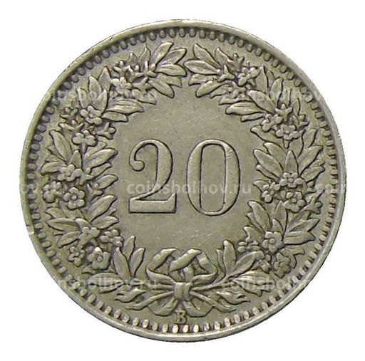 Монета 20 раппенов 1944 года Швейцария