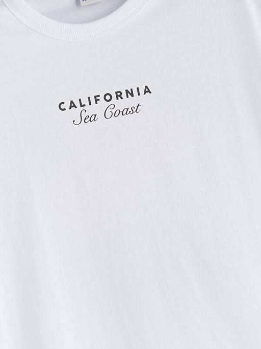 Bisiklet Yaka California Bask?l? Erkek ?ocuk Ti??rt