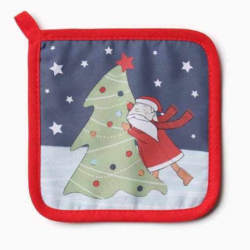 Набор кух. Доляна Новогодние объятия: варежка 20х28 см, прихватка 17х17 см, 35% хл, 65% пэ  фото 4