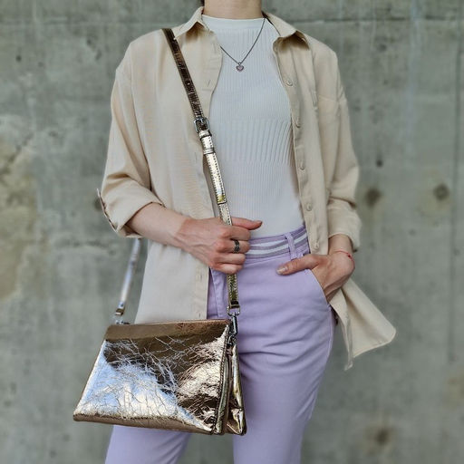 Женская кожаная сумка через плечо с тремя отделениями 0102-20 - Cidirro фото 4