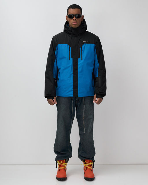 Горнолыжная куртка мужская зимняя голубого цвета 7612Gl