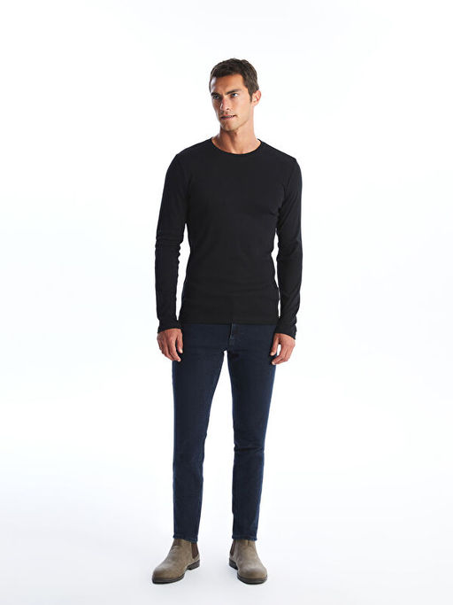 Bisiklet Yaka Uzun Kollu Penye Erkek Ti??rt