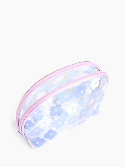 Набор простых косметичек на молниях 2 в 1, с принтами, сиреневый