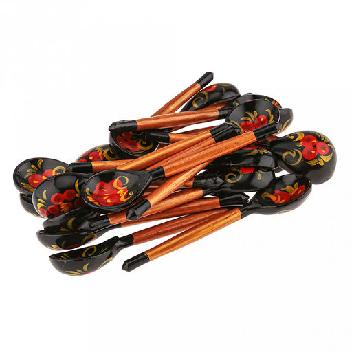 Ложка чайная деревянная 14,5х3,5х1,5см, Традиционная роспись (Россия) - Домашняя Мода фото 4