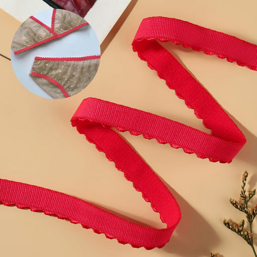 Резинка становая, с ажурным краем, 10 мм, 10±0.5 м, красная