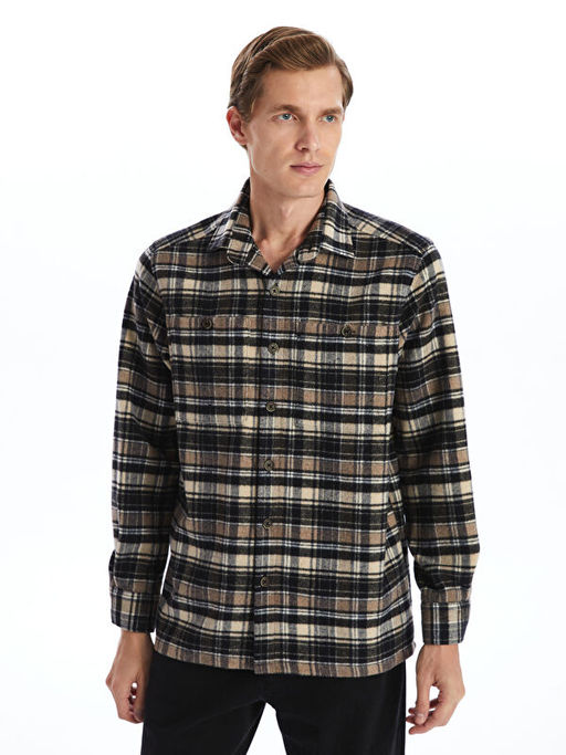 Regular Fit Uzun Kollu Ekose Gabardin Erkek G?mlek