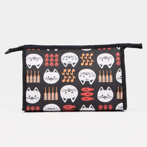 Косметичка на молнии, треугольная, с принтом Коты и рыбки, чёрная - Simaland фото 2