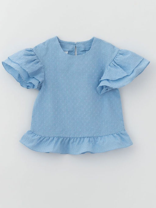 Блуза для девочки с коротким рукавом, голубой