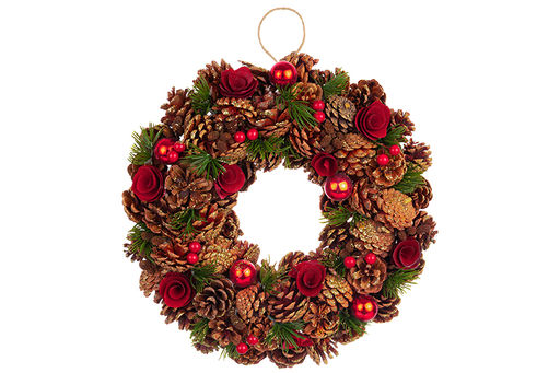 Новогоднее украшение венок 34*34*8 см Санта круг - Elan gallery фото 7