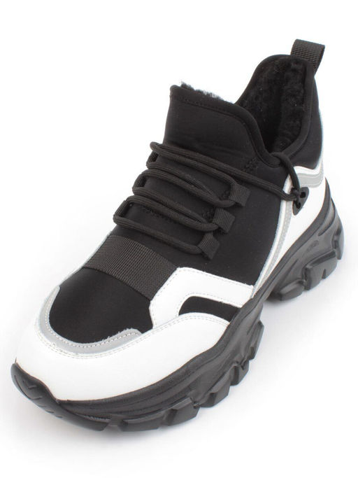 05-P96-1Z BLACK Кроссовки женские зимние (натуральная кожа, шерсть) - Фабричный китай фото 4