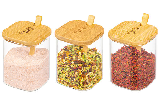 Набор банок для специй Elan Gallery Crystal Glass 3 шт 450 мл с ложкой фото 24