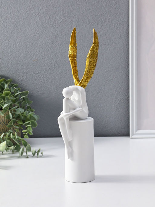 Сувенир полистоун "Ангел" белый с золотом 6х8,3х31 см