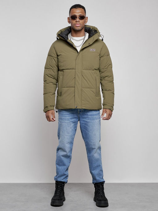 Куртка молодежная мужская зимняя с капюшоном цвета хаки 8356Kh - Wonderrman фото 2