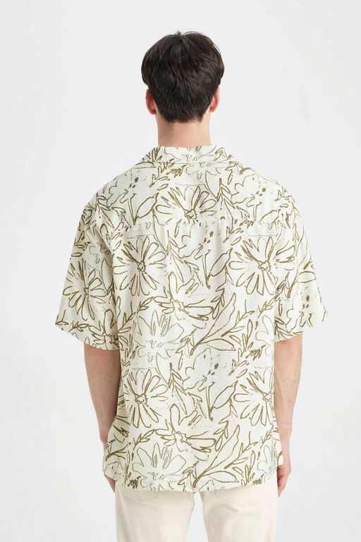 Рубашка из вискозы с коротким рукавом и узором в стиле пэчворк, свободный крой - Defacto фото 6