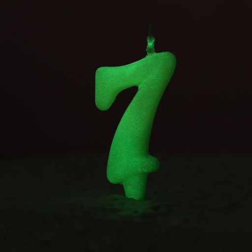 Цена за 2 шт. Свеча для торта цифра «Люминесцентная», 5.5 см, цифра 7