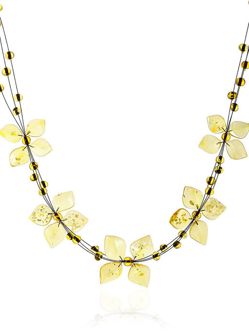 Потрясающее колье из прозрачного лимонного янтаря Первоцвет